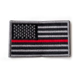U.S.A. Flag Patch Grey / Black with Red Stripe